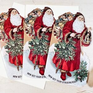Vintage Santa‎ Cards Gallery Graphics St. Nick Set of 3 Plus Snowman Hanging